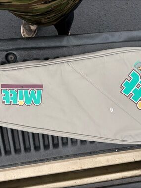 Mi Beige Cargo Pants with Teal Logo Accent